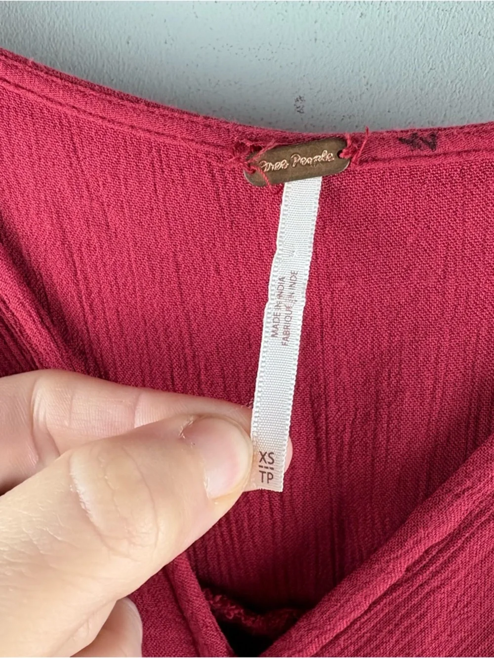 Free People Te Amo Floral Boho Mini Dress $148 Red XS Babydoll Embroidered Bell - Picture 4 of 10